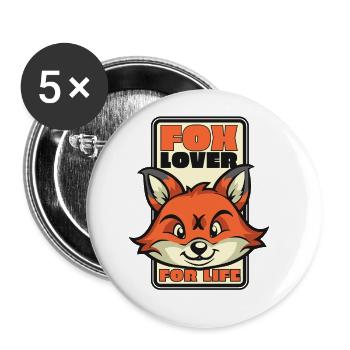 Fuchsliebhaber fürs Leben Caninae Rotfuchs Canidae Fuchs - Buttons groß 56 mm (5er Pack) - Weiß - Vorne