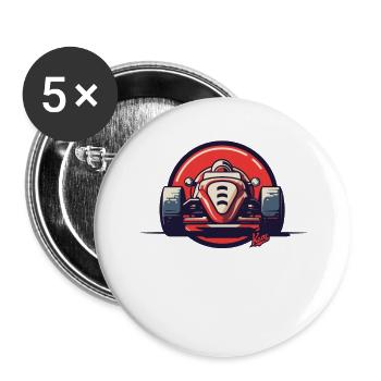 Einfacher Retro-Rennwagen - Buttons groß 56 mm (5er Pack) - Weiß - Vorne
