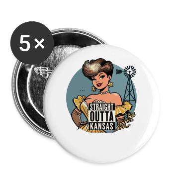 Eine Dame kommt direkt aus Kansas - Buttons groß 56 mm (5er Pack) - Weiß - Vorne