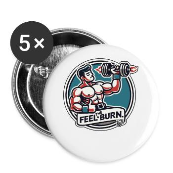 Pompes de bodybuilder fer à repasser : Ressentez la sensation de brûlure - Lot de 5 grands badges (56 mm) - blanc - Devant