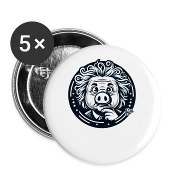Albert Schweinstein das Genie - Buttons groß 56 mm (5er Pack) - Weiß - Vorne