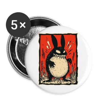 Monster Kaninchen Hase - Buttons groß 56 mm (5er Pack) - Weiß - Vorne