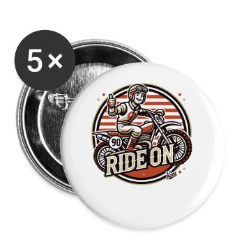 Faire avancer! Motocross rétro à l’ancienne - Lot de 5 grands badges (56 mm) - blanc - Devant