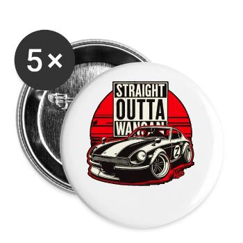 Tout droit venu de Wangan : Z Teufel Auto JDM Racing Car - Lot de 5 grands badges (56 mm) - blanc - Devant