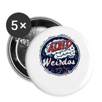 ADHD Brain Freaks - Buttons large 2.2''/56 mm (5-pack) - white - Front