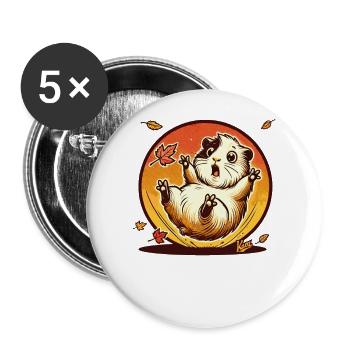 Hamster with Autumn Leaves - Buttons large 2.2''/56 mm (5-pack) - white - Front