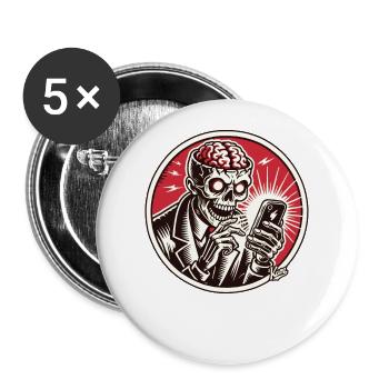Zombie skeleton while doomscrolling on smartphone - Buttons large 2.2''/56 mm (5-pack) - white - Front