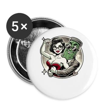 Woman in love with the big cucumber man - Buttons large 2.2''/56 mm (5-pack) - white - Front