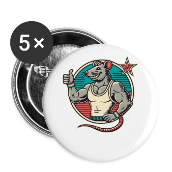 Fit Gym Rat Pouces vers le haut - Lot de 5 grands badges (56 mm) - blanc - Devant