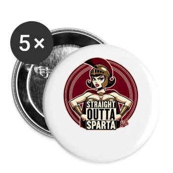 Spartaner Kriegern: Direkt aus Sparta - Buttons groß 56 mm (5er Pack) - Weiß - Vorne