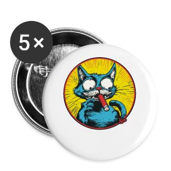Cool Blue Antihero Cat - Buttons large 2.2''/56 mm (5-pack) - white - Front