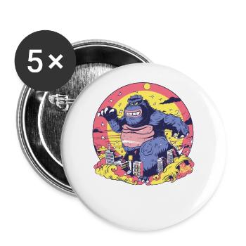 Funny monster walks through the city - Buttons large 2.2''/56 mm (5-pack) - white - Front