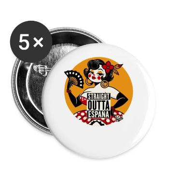 Flamenco-Tänzerin-Bomben-Frau: Direkt aus Spanien - Buttons groß 56 mm (5er Pack) - Weiß - Vorne