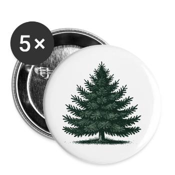 Weihnachten Tannenbaum Illustration - Buttons groß 56 mm (5er Pack) - Weiß - Vorne