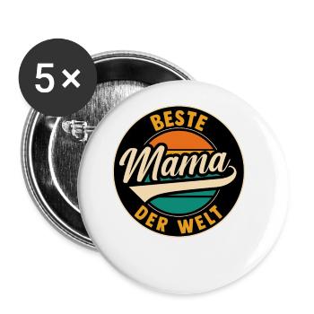 Beste Mama Der Welt - Buttons groß 56 mm (5er Pack) - Weiß - Vorne