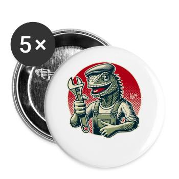 Craftsman Lizard with Wrench - Buttons large 2.2''/56 mm (5-pack) - white - Front