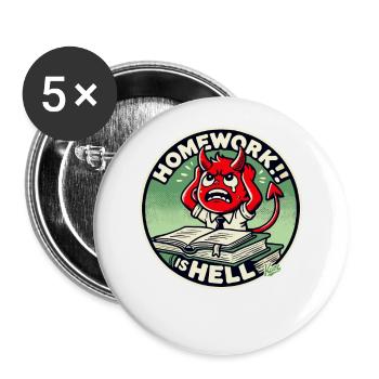 Kleiner Teufel Schuljunge in Hausaufgaben Hölle - Buttons groß 56 mm (5er Pack) - Weiß - Vorne