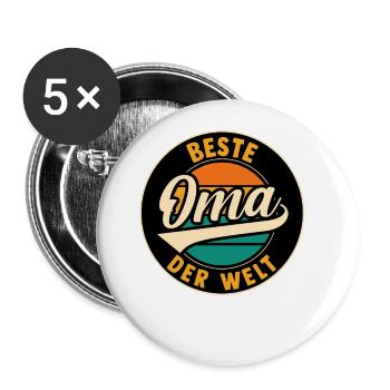 Großmutter Beste Oma - Buttons groß 56 mm (5er Pack) - Weiß - Vorne