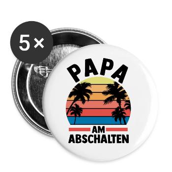 Vacances Vacancier Père Papa - Lot de 5 grands badges (56 mm) - blanc - Devant