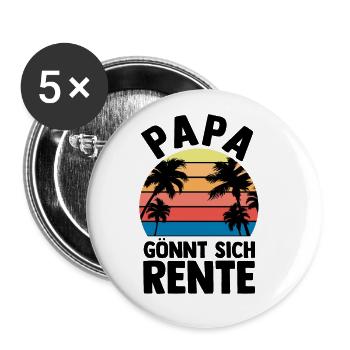 Urlaub Urlauber Vater Papa - Buttons groß 56 mm (5er Pack) - Weiß - Vorne