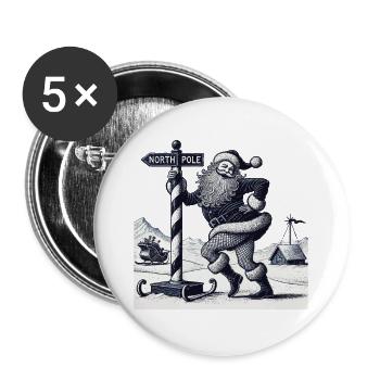 Lustiger Weihnachtsmann Pole Dance Weihnachten - Buttons groß 56 mm (5er Pack) - Weiß - Vorne