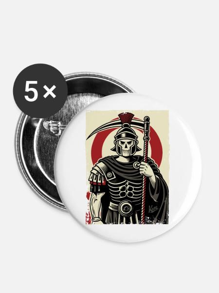 Römischer Sensemann Centurio - Buttons groß 56 mm (5er Pack) - Weiß