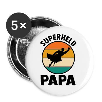 Père Papa Super-héros - Lot de 5 grands badges (56 mm) - blanc - Devant