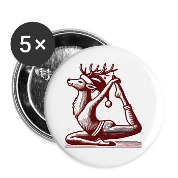 Funny Yoga Reindeer Christmas Design - Buttons large 2.2''/56 mm (5-pack) - white - Front