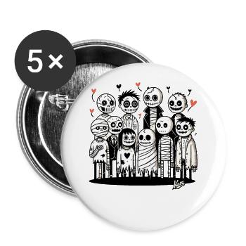 Loving zombie family with love - Buttons large 2.2''/56 mm (5-pack) - white - Front