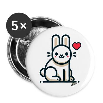 Amour Coeur Lapin - Lot de 5 grands badges (56 mm) - blanc - Devant