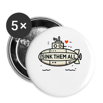 Versenke sie alle U-Boot - Buttons groß 56 mm (5er Pack) - Weiß - Vorne