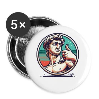 Florence: Thumbs up from David - Buttons large 2.2''/56 mm (5-pack) - white - Front