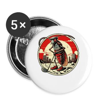 nach der Apokalypse, eine Kakerlake beim golfen - Buttons groß 56 mm (5er Pack) - Weiß - Vorne