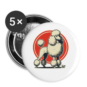 Caniche rétro majestueux - Lot de 5 grands badges (56 mm) - blanc - Devant