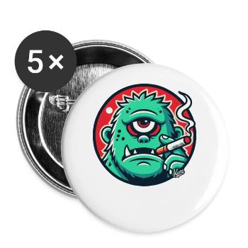 Cool Green Monster Guy - Buttons large 2.2''/56 mm (5-pack) - white - Front