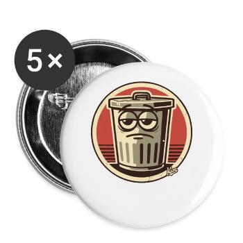 Boredom, not interested, funny trash can - Buttons large 2.2''/56 mm (5-pack) - white - Front