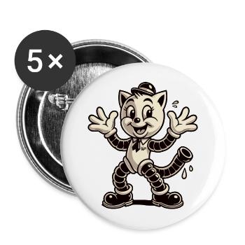 Retro Classic Rubber Pants Cat - Buttons large 2.2''/56 mm (5-pack) - white - Front