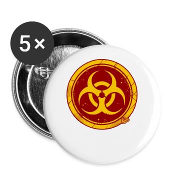 Danger sign in red and yellow - Buttons large 2.2''/56 mm (5-pack) - white - Front