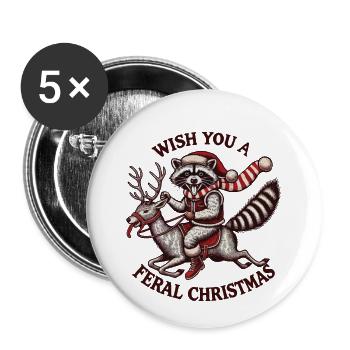Wünsche Dir Ein Wildes Weihnachten - Buttons groß 56 mm (5er Pack) - Weiß - Vorne