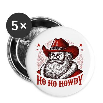 Noël Western Joy Ho Ho Howdy Santa - Lot de 5 grands badges (56 mm) - blanc - Devant