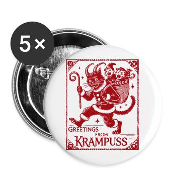 Greetings From Krampus funny Krampus cats folklore - Buttons large 2.2''/56 mm (5-pack) - white - Front