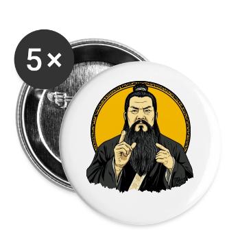 Parodie des chinesischen Philosophen Konfuzius - Buttons groß 56 mm (5er Pack) - Weiß - Vorne