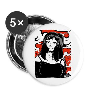 Meine Cartoon Freundin - Buttons groß 56 mm (5er Pack) - Weiß - Vorne