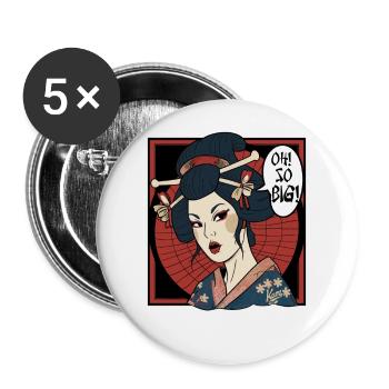 Japanese geisha thinks: "It's so big" - Buttons large 2.2''/56 mm (5-pack) - white - Front