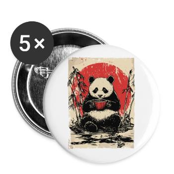 Panda mit Suppe im Bambuswald - Buttons groß 56 mm (5er Pack) - Weiß - Vorne