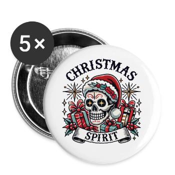 Streetwear esthétique Noël crâne - Lot de 5 grands badges (56 mm) - blanc - Devant