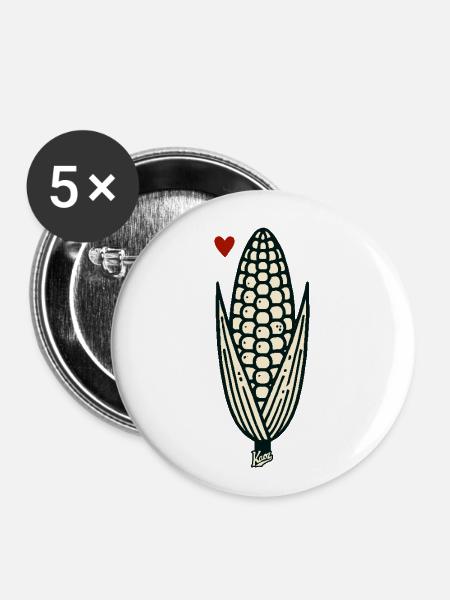 Maiskolben - Buttons groß 56 mm (5er Pack) - Weiß