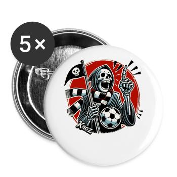 Grim Reaper est un fan de football qui joue au football - Lot de 5 grands badges (56 mm) - blanc - Devant