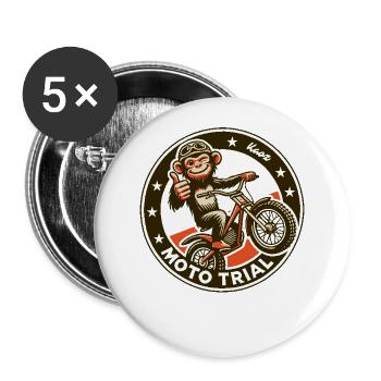 Motocross-Affe Moto Trial - Buttons groß 56 mm (5er Pack) - Weiß - Vorne
