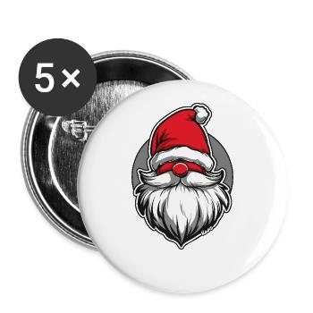 Le Père Noël en nain de jardin - Lot de 5 grands badges (56 mm) - blanc - Devant